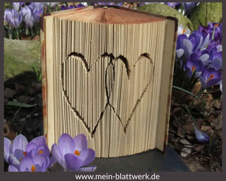 Vorlage zum Buchfalten Zwei Herzen meinblattwerk