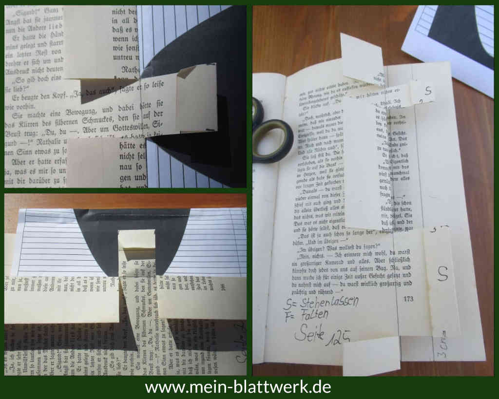 Anleitung einen Setzkasten in ein Buch falten.