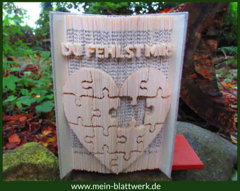 HerzPuzzle Buchfalten Vorlage zum Ausdrucken meinblattwerk