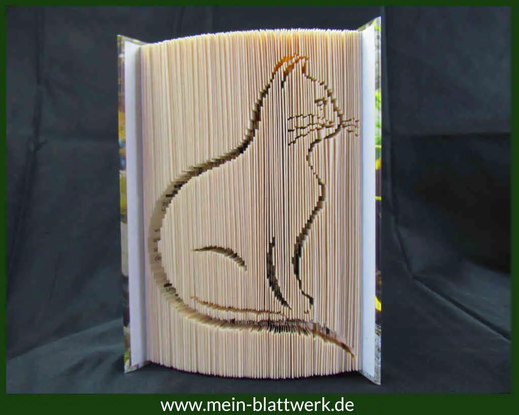 Eine Katze in ein Buch falten. Kostenlose Anleitung und Vorlage zu Ausdrucken. Silhouette „Katze“