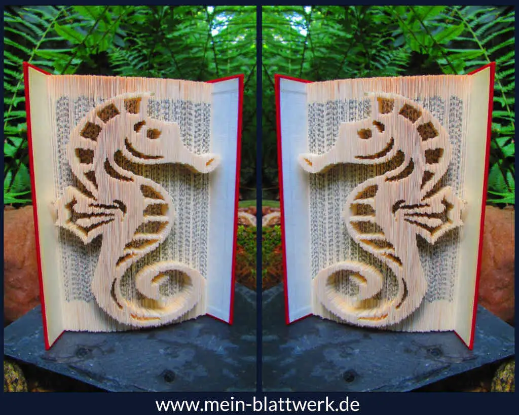 Motiv: Seepferchen – kostenlose Vorlage zum Buchfalten