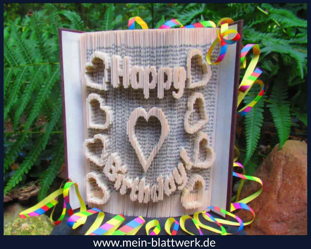 Buchfalten-Vorlage Happy-Birthday kostenlos zun Ausdrucken