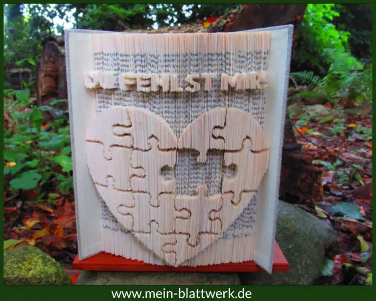 HerzPuzzle Buchfalten Vorlage zum Ausdrucken meinblattwerk