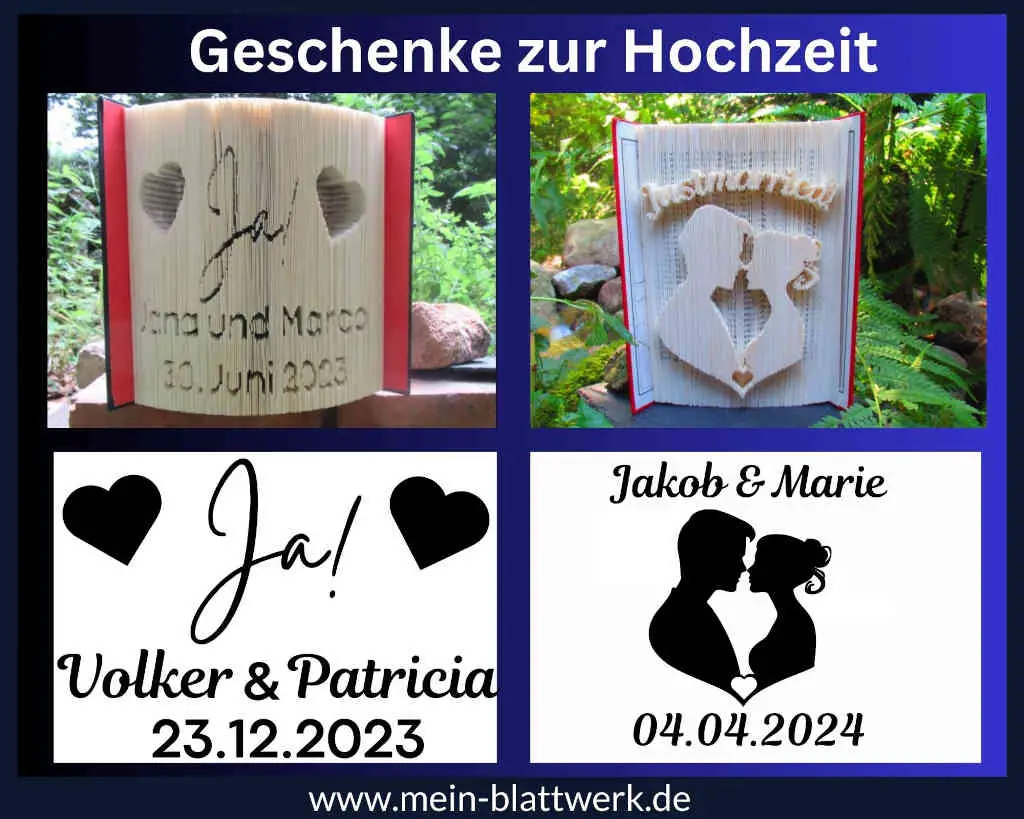 Hochzeitsvorlagen zum Buchfalten