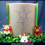 Bastel-Idee zu Weihnachten. Erstelle ein gefaltetes Buch mit dem Motiv "Santa Claus im Schornstein". Kostenlose Vorlage zum Ausdrucken. Buchfalten-Weihnachtsvorlagen.