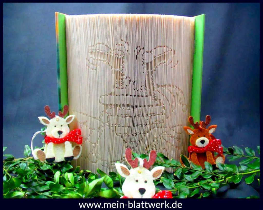 Bastel-Idee zu Weihnachten. Erstelle ein gefaltetes Buch mit dem Motiv "Santa Claus im Schornstein". Kostenlose Vorlage zum Ausdrucken. Buchfalten-Weihnachtsvorlagen.