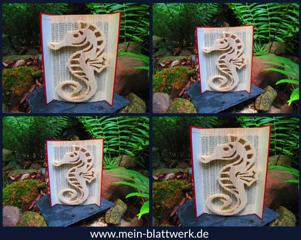 Motiv: Seepferchen – kostenlose Vorlage zum Buchfalten
