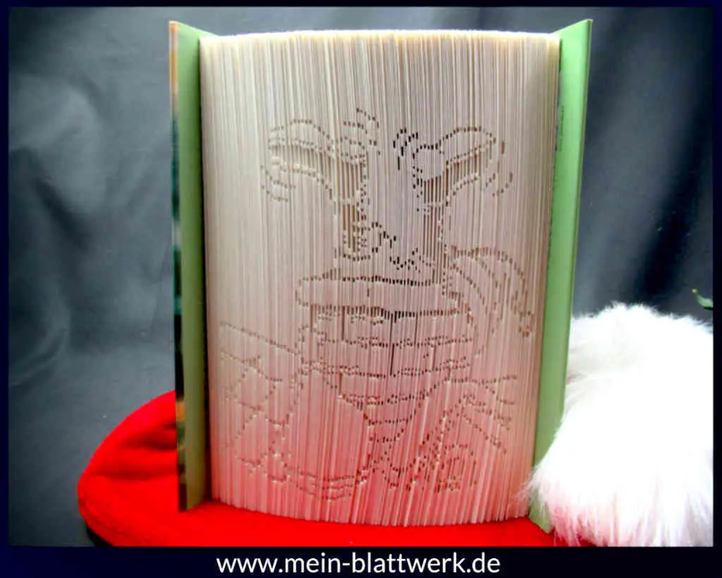 Bastel-Idee zu Weihnachten. Erstelle ein gefaltetes Buch mit dem Motiv "Santa Claus im Schornstein". Kostenlose Vorlage zum Ausdrucken. Buchfalten-Weihnachtsvorlagen.