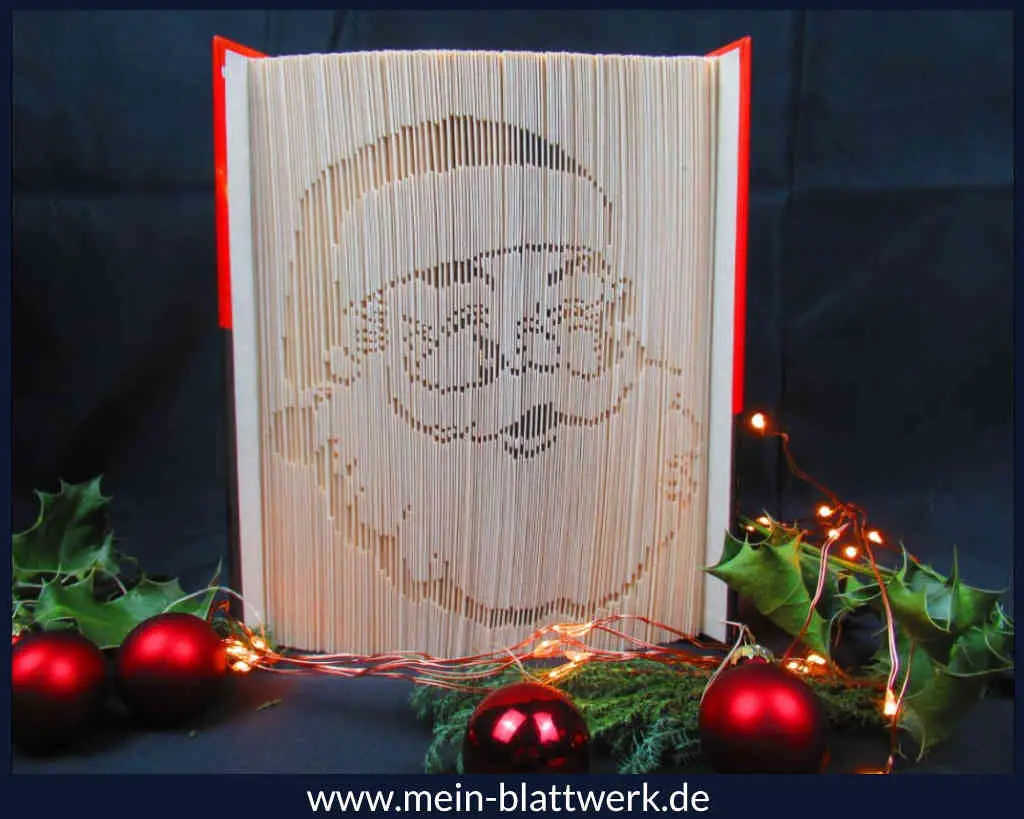 Kostenlose Buchfalten-Vorlage zum Ausdrucken: Motiv Weihnachtsmann