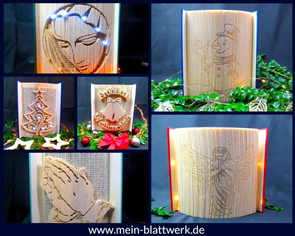 Buchfalten zu Weihnachten: Große Vorlagensammlung, kostenlos