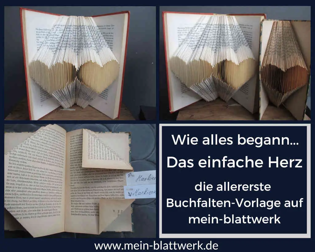 Kostenlose Buchfalten-Vorlage. Motiv einfaches Herz.