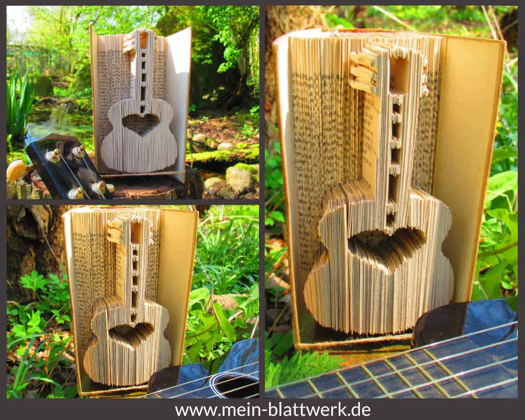 mit unserer Anleitung kannst du eine Gitarre in ein Buch falten.