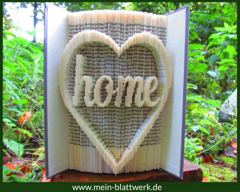 Schriftzug „home“ Vorlage zum Buchfalten meinblattwerk